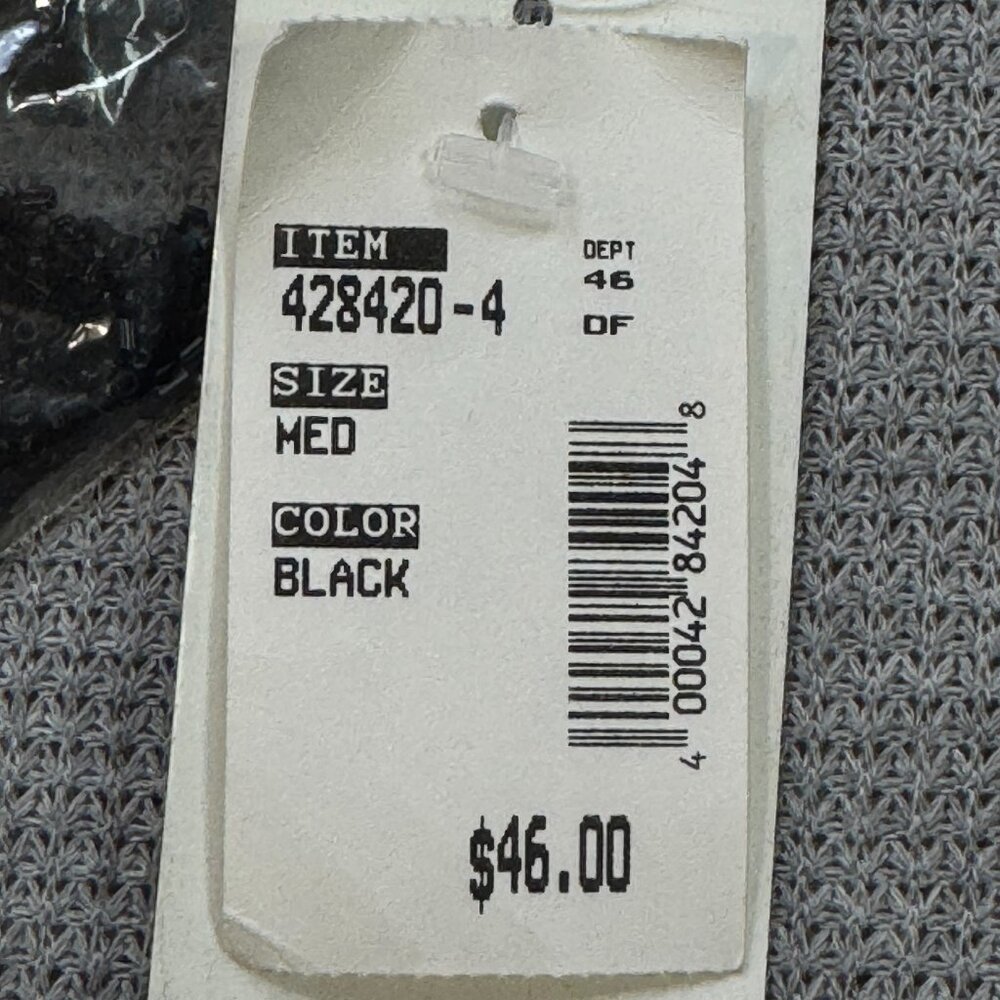 Cote D Azur Evening Womens M Black Beaded Silk Blouse Short Sleeve Back Zip NWT - Picture 16 of 16